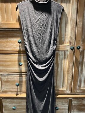 H&M Charcoal Gray Sleeveless Draped Maxi Dress